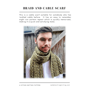 A Sitting Knitting Pattern - Easy Knitted Hat - Braid and Cable Scarf
