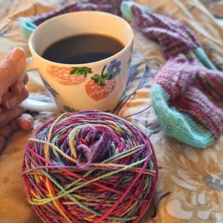 Knitting With A Cup Of Tea