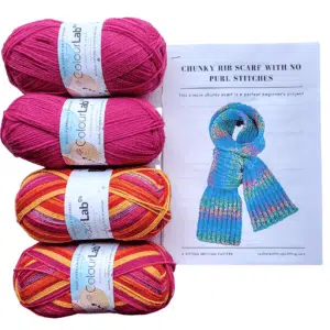 Sitting Knitting kits - chunky scarf with no purl stitches - kit