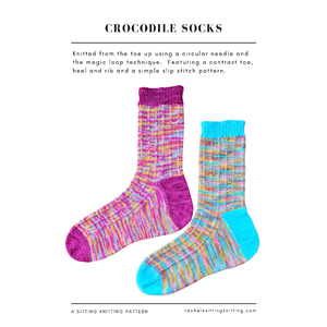 Sitting Knitting Pattern - Crocodile Socks