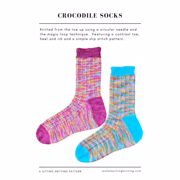 Sitting Knitting Pattern - Crocodile Socks