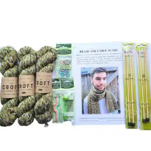 Sitting Knitting kits - braid and cable scarf - full kit