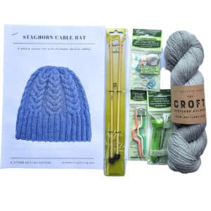 Sitting Knitting kit - Staghorn Cable hat - Full kit