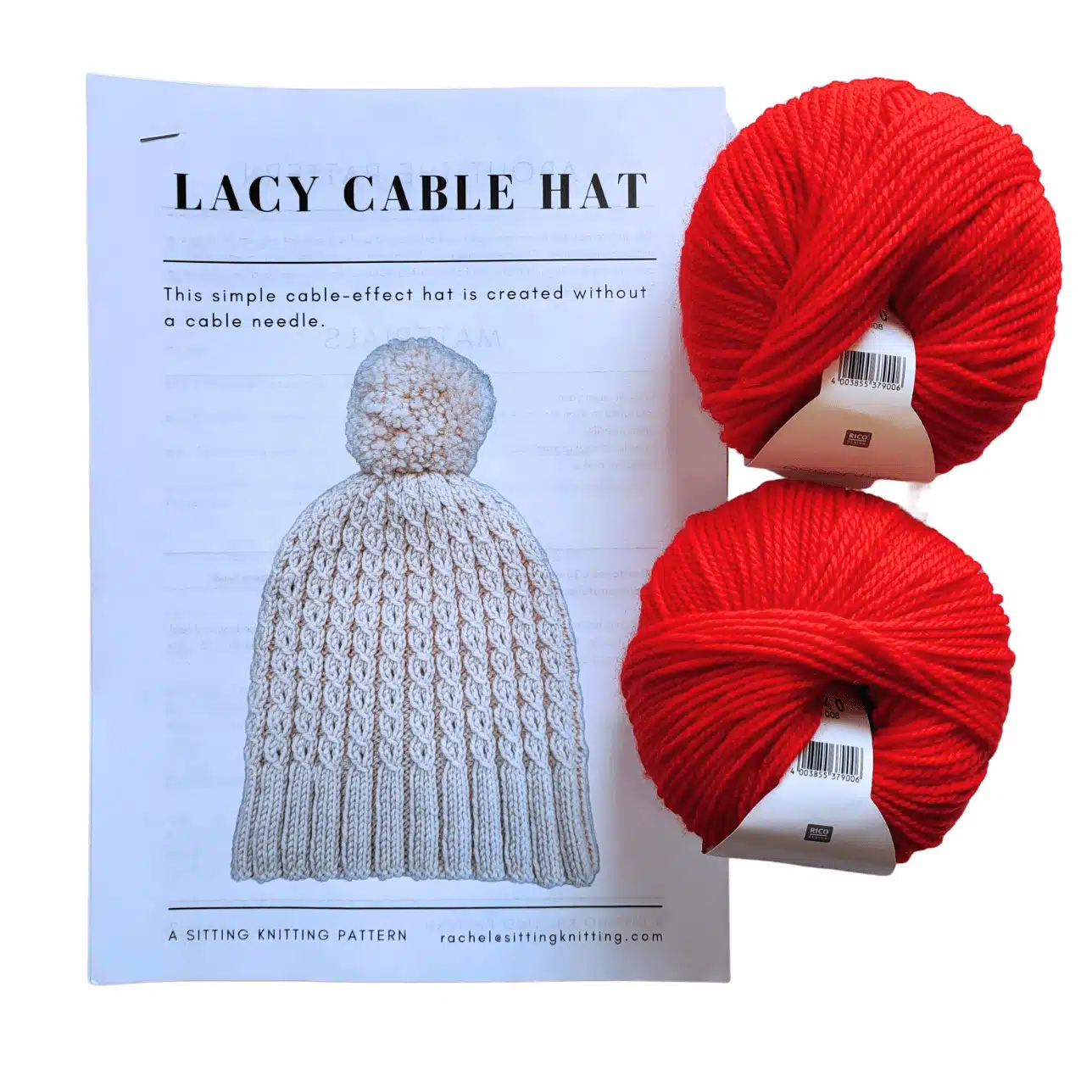 Sitting Knitting kits - lacy cable hat - kit