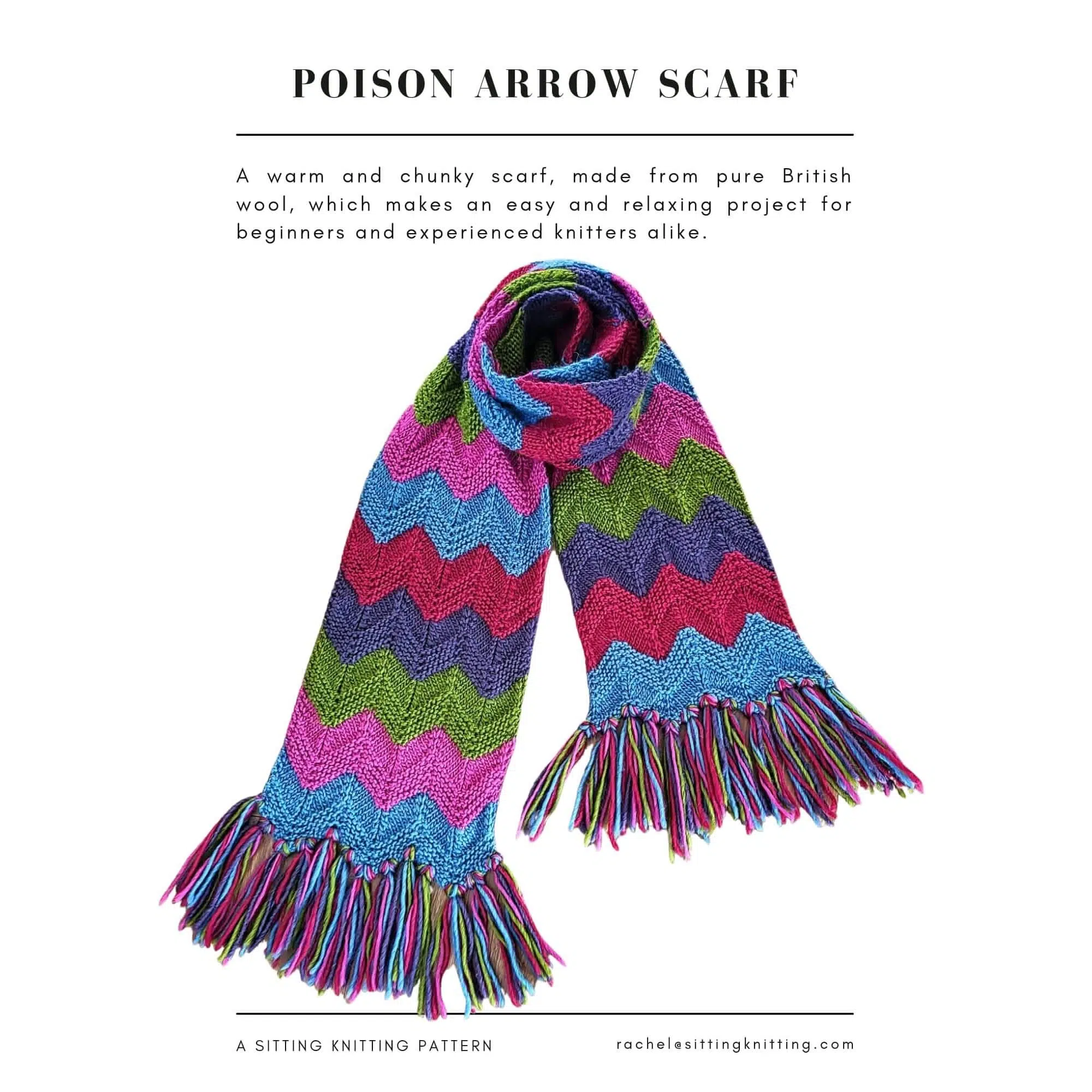 Sitting Knitting Pattern - Poison Arrow Scarf