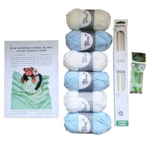 Sitting Knitting - Bear and Monkey Blanket Knitting Kit - Sailboat and Tooth Fairy