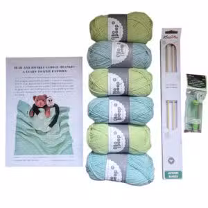 Sitting Knitting - Bear and Monkey Blanket Knitting Kit - Sea Horse and Apple