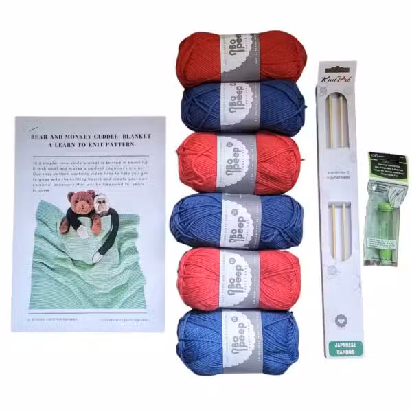 Sitting Knitting - Bear and Monkey Blanket Knitting Kit - Space Hopper and Fire Engine