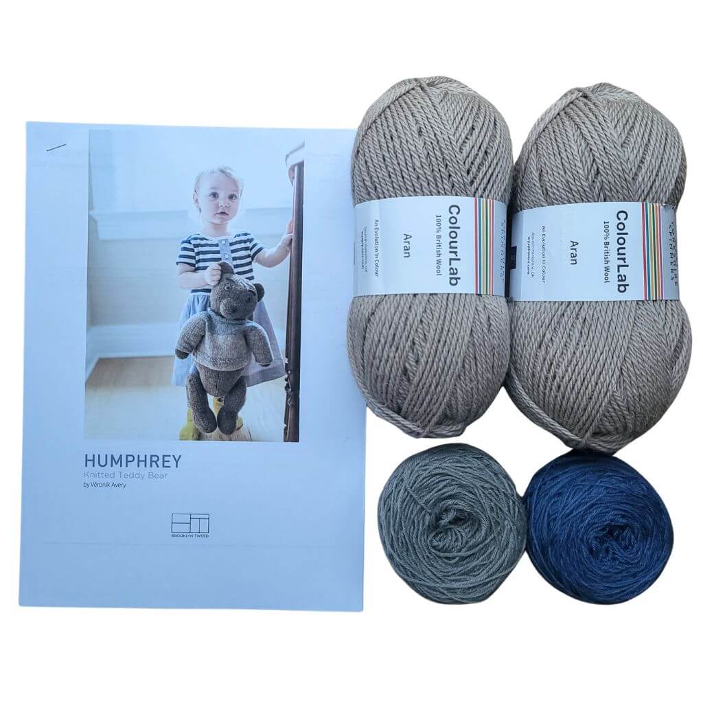 Sitting Knitting - Brooklyn Tweed Humphrey Teddy Bear Knitting Kit - Kit contents