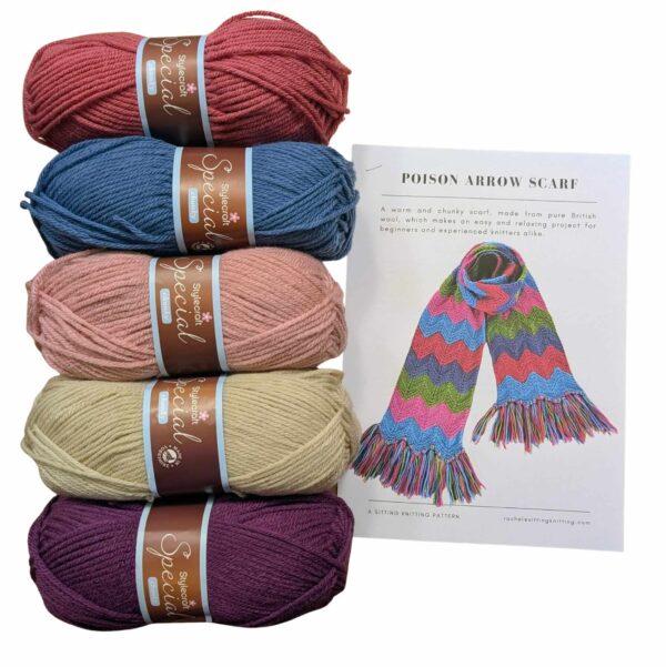 Sitting Knitting - Poison Arrow Scarf Knitting Kit - Stylecraft Special Chunky - Vintage Sitting Knitting - Poison Arrow Scarf Knitting Kit - Stylecraft Special Chunky - Vintage